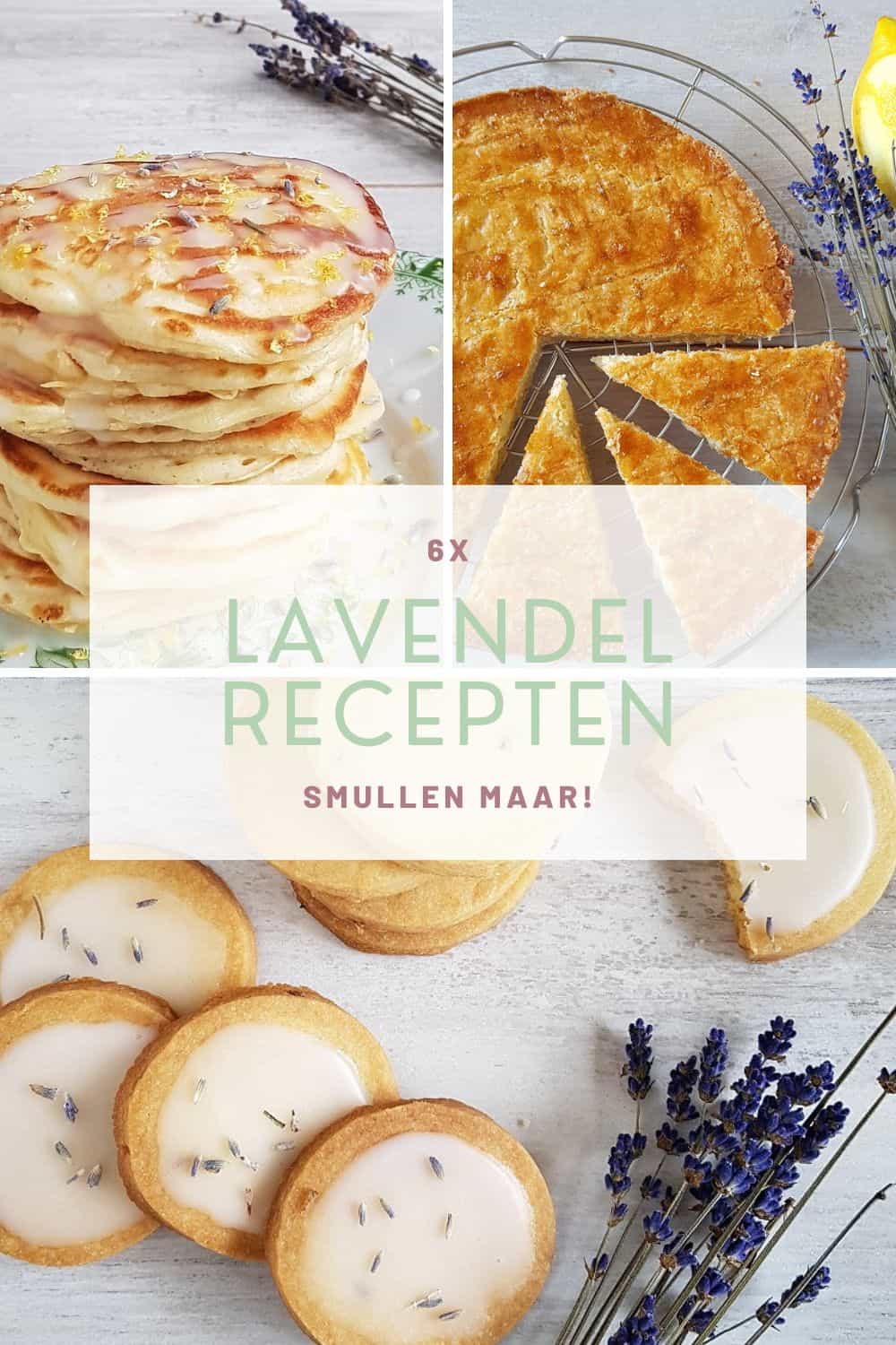 Een collage van recepten met lavendel.