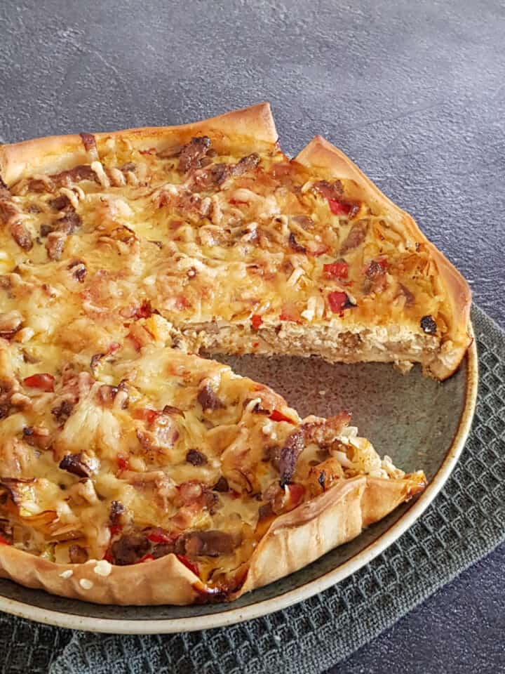 Quiche met gerookte kip en paprika - Culi Sandra