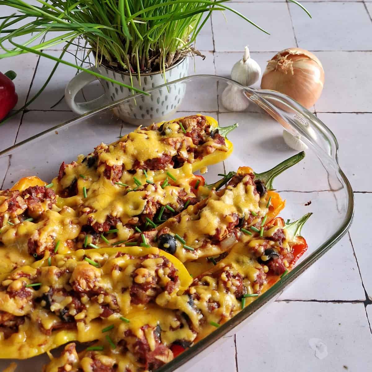 gevulde paprika met kip koolhydraatarm